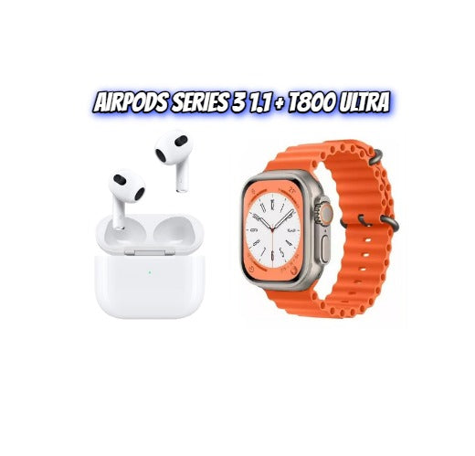 Airpods 3 Generación 1.1 2023 + Smartwatch T800 Ultra